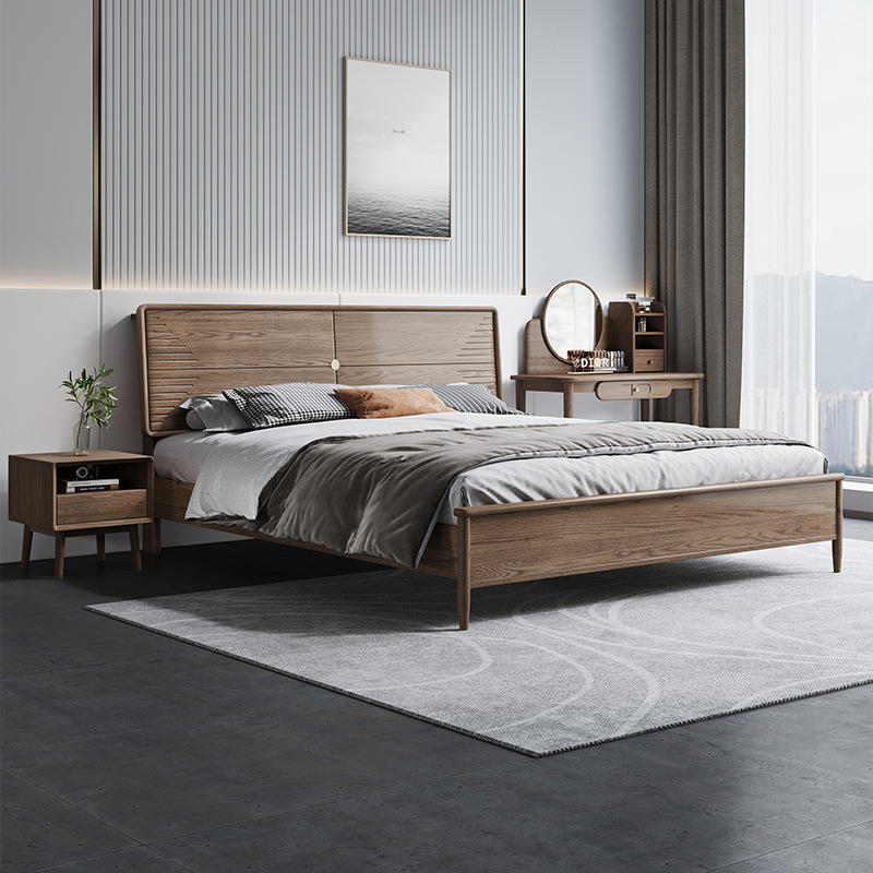 北欧家具 白蜡木纯实木双人床