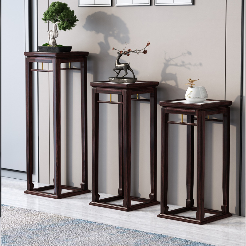 新中式家具 实木花架胡桃木装饰盆景架花几 新中式家具 实木花架胡桃木装饰盆景架花几