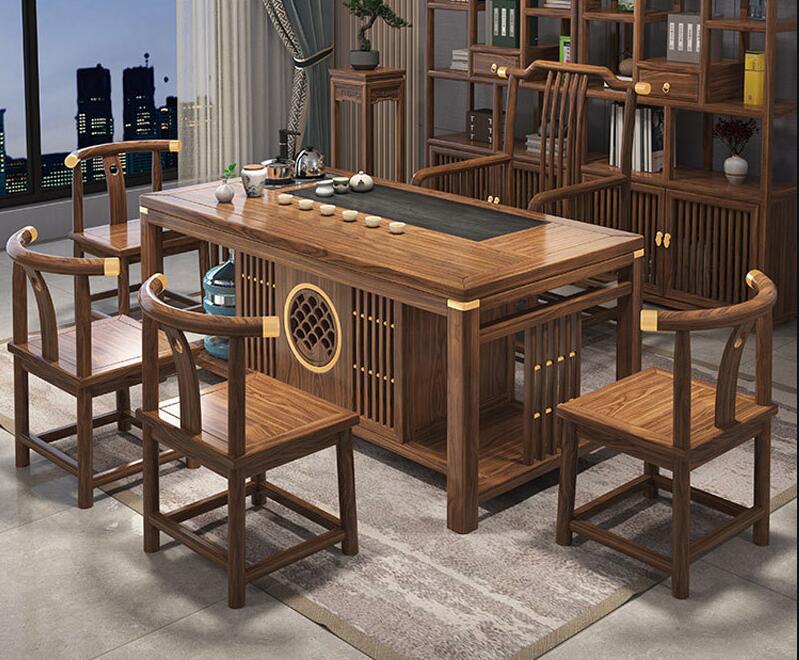 新中式家具 实木茶桌椅组合 功夫茶桌 新中式家具 实木茶桌椅组合 功夫茶桌