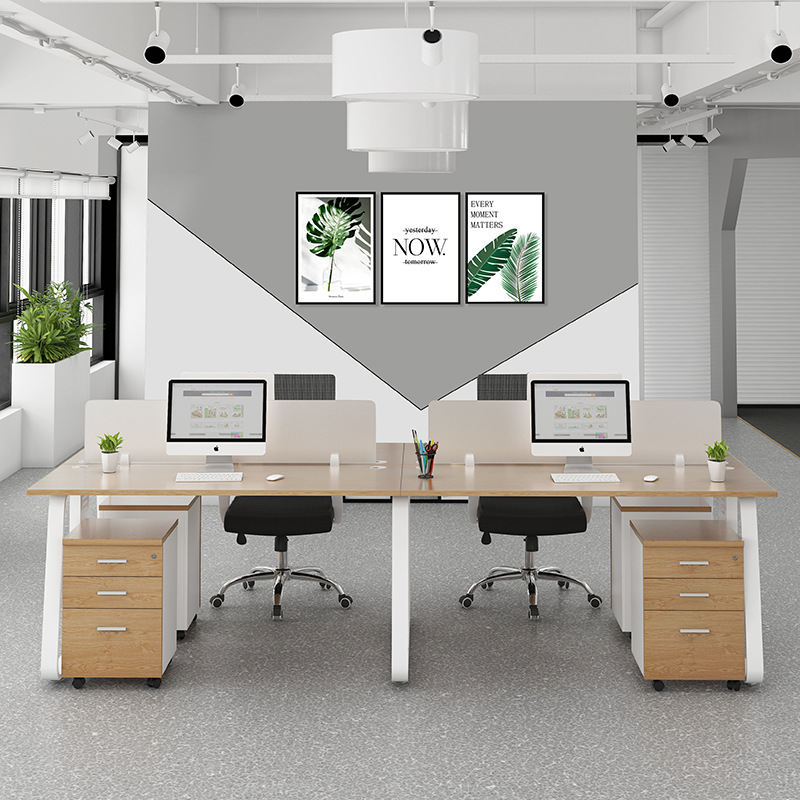 办公家具 梯形架四人位职员办公桌程序员办公卡位员工桌