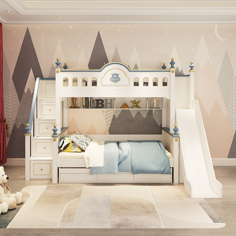 儿童家具 实木床高低子母床多功能储物小户型卧室儿童床