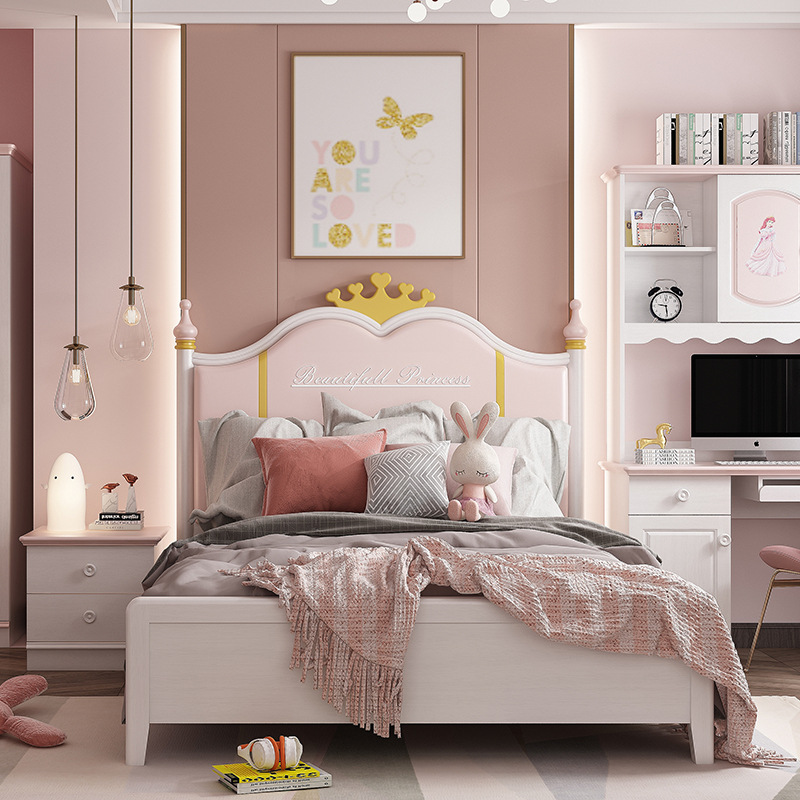 儿童家具 韩式儿童床皇冠公主床少女梦幻城堡单人床