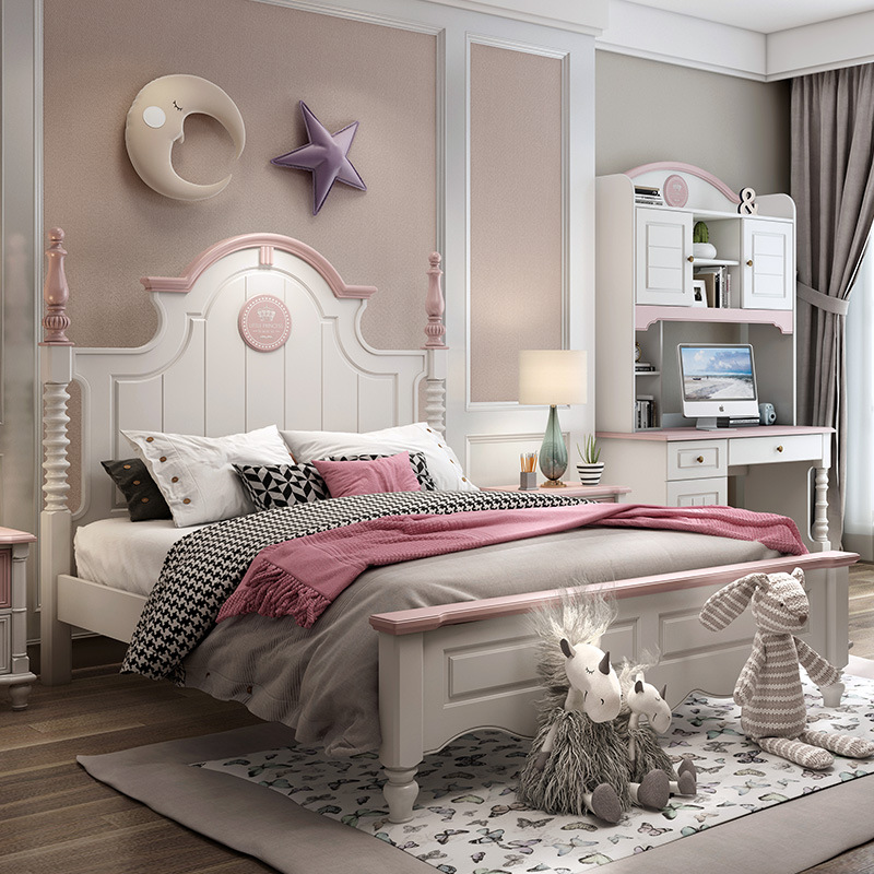 儿童家具 欧式儿童床小户型家用女孩公主实木床