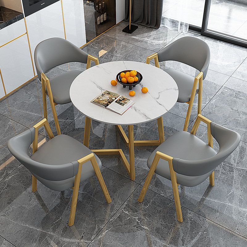 办公家具 岩板轻奢洽谈接待桌椅组合售楼部简约休闲会客桌