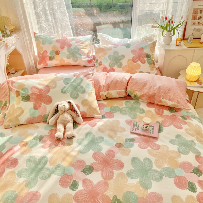 家居家纺 简约全棉40支田园小清新四件套