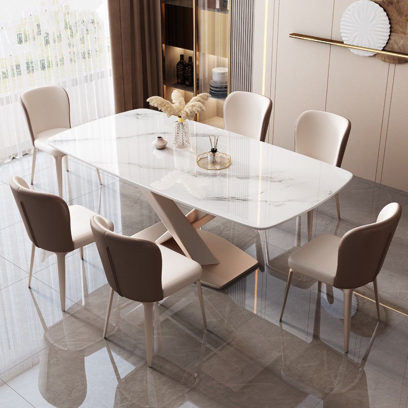 简约家居 意式现代简约极简岩板餐桌椅组合吃饭桌