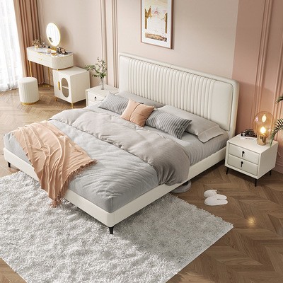 简约家具 意式极简皮床主卧室1.8米双人床