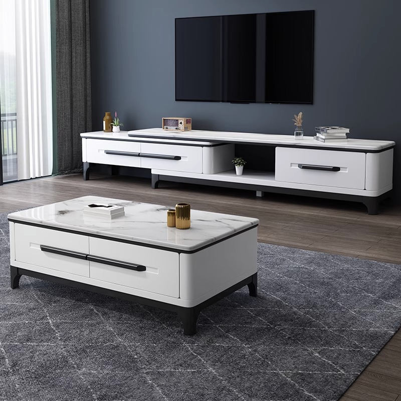 简约家具 现代简约大理石岩板极简轻奢茶几电视柜组合 简约家具 现代简约大理石岩板极简轻奢茶几电视柜组合