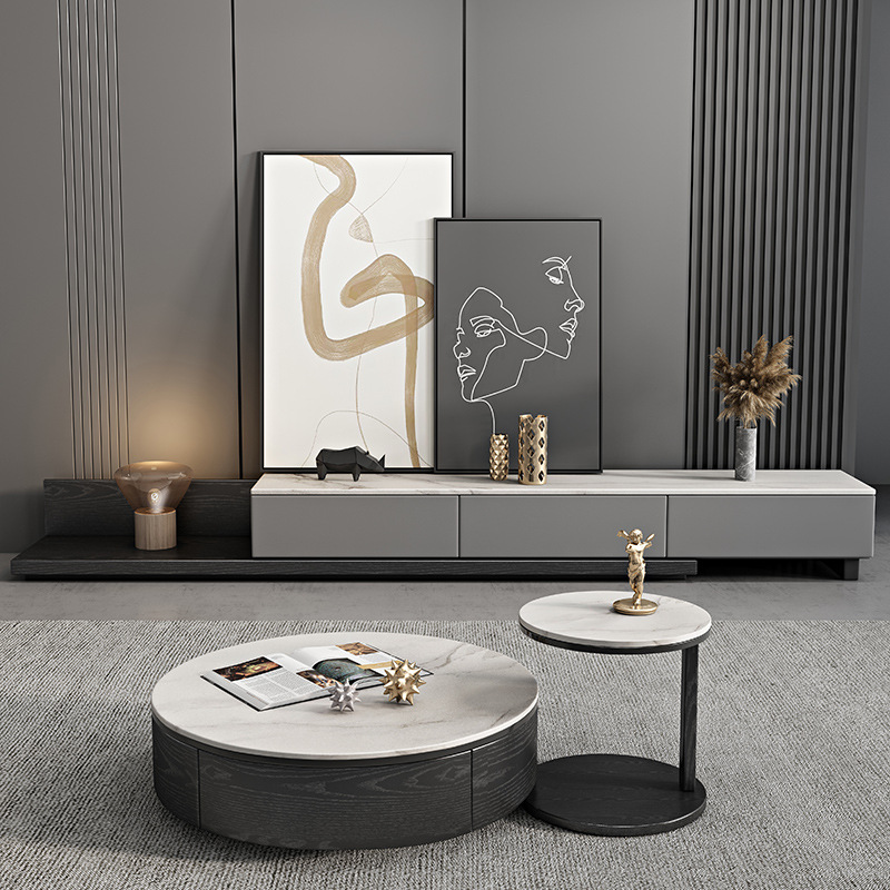 简约家具 岩板电视柜茶几组合 现代简约轻奢地柜落地电视机柜