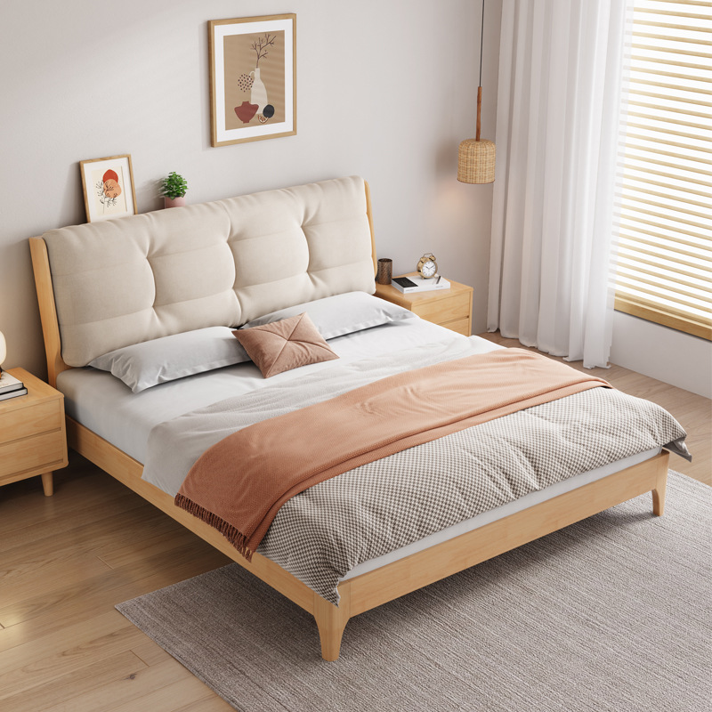 北欧家具 北欧云朵软包双人床 现代简约奶油风主卧大床