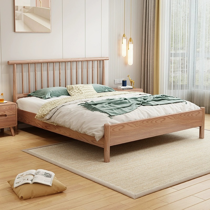 北欧家具 白蜡木实木床 现代简约双人床