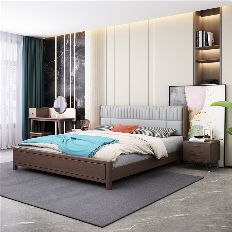 北欧家具 现代简约双人床 卧室高箱储物软靠床 北欧家具 现代简约双人床 卧室高箱储物软靠床