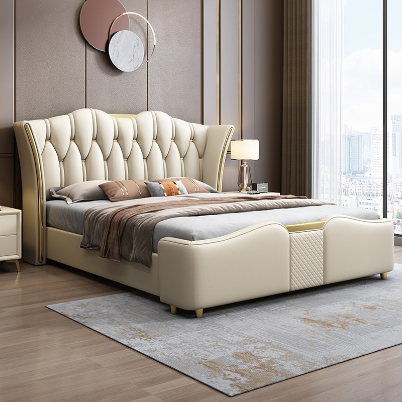 简约家具 轻奢主卧真皮床 现代简约主卧皮床