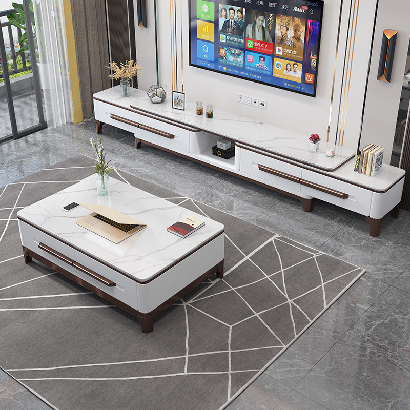 简约家具 岩板板式茶几电视柜 现代小户型简约茶几电视柜