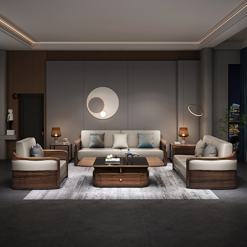 新中式家具 南美黑胡桃木全实木沙发 新中式家具 南美黑胡桃木全实木沙发