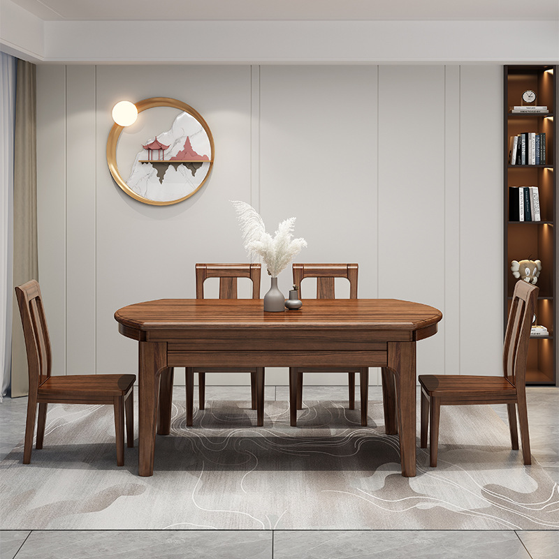 新中式家具 南美黑胡桃木实木餐桌椅 新中式家具 南美黑胡桃木实木餐桌椅