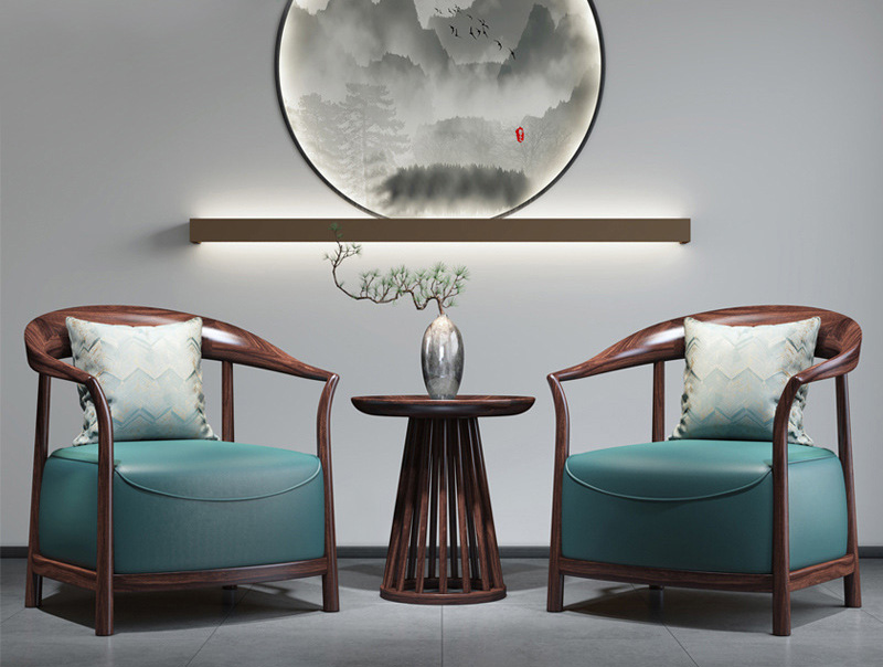 新中式单人沙发椅 现代简约禅意实木沙发 轻奢休闲洽谈椅皮椅 新中式单人沙发椅 现代简约禅意实木沙发 轻奢休闲洽谈椅皮椅