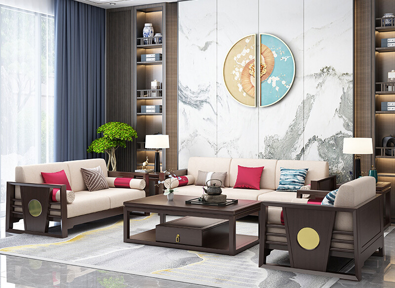 新中式冬夏两用实木沙发 中式现代简约古典轻奢客厅布艺沙发 新中式冬夏两用实木沙发 中式现代简约古典轻奢客厅布艺沙发