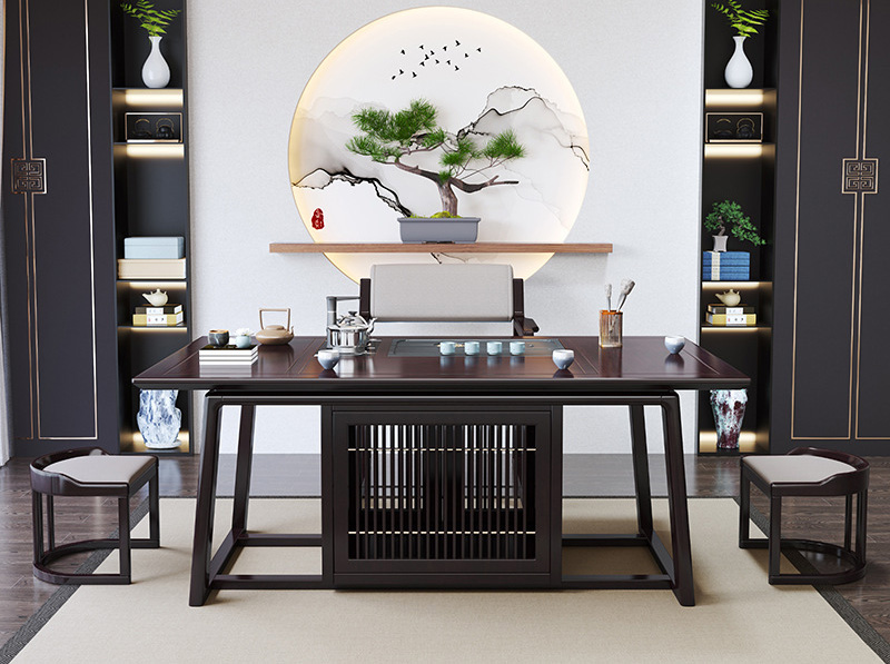 新中式茶桌椅组合实木茶几茶具套装桌子一体会客办公室功夫泡茶台 新中式茶桌椅组合实木茶几茶具套装桌子一体会客办公室功夫泡茶台